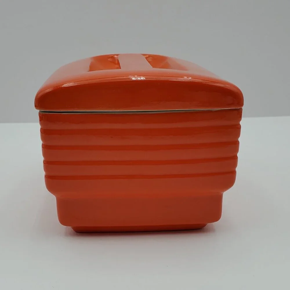Hall China Company Westinghouse Orange Refrigerator Box Lidded Dish Fridgie - Picture 6 of 10